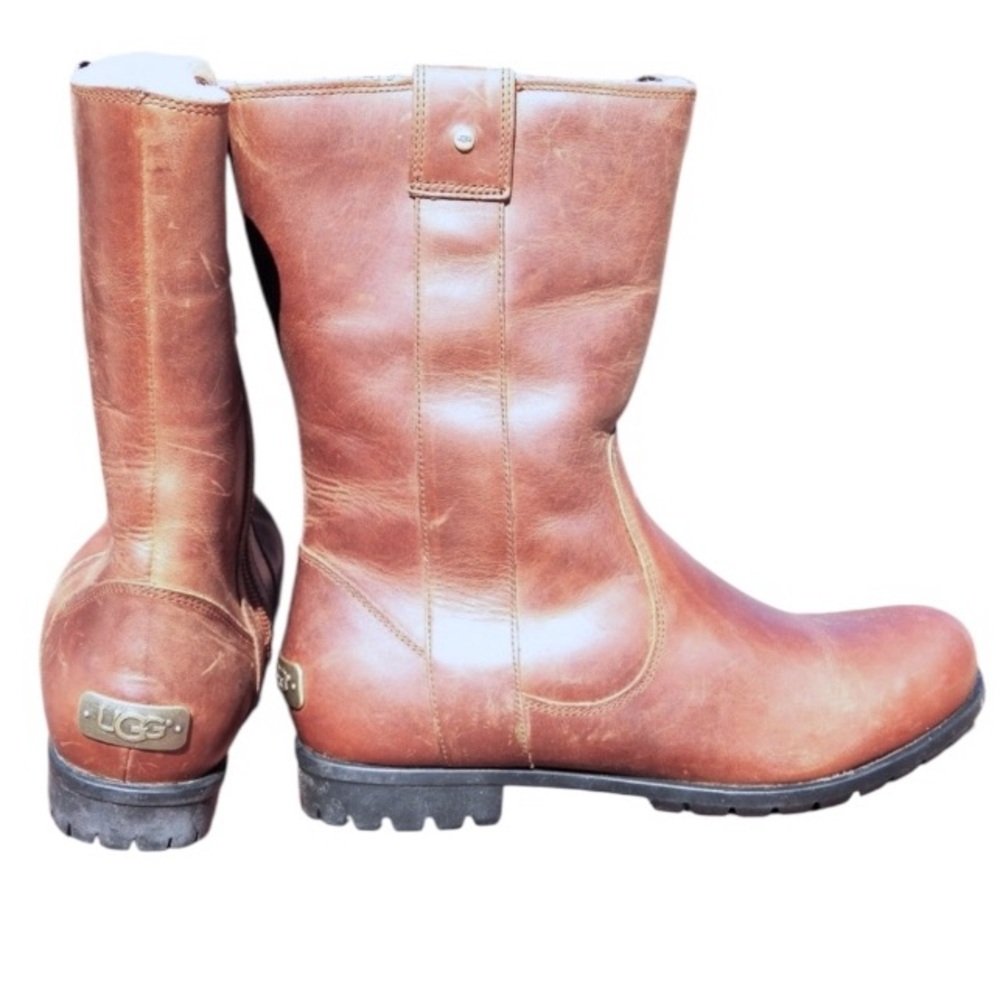 Ugg Distressed Burroughs Chestnut Waterproof Leat… - image 1